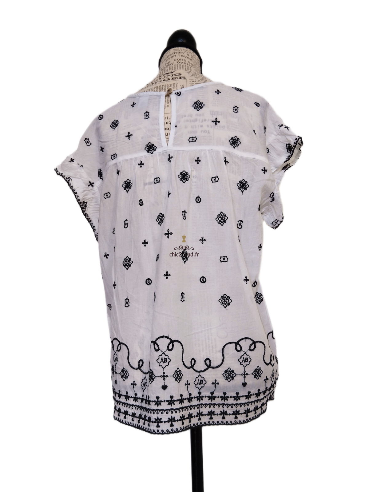 Très jolie top évasé coton avec borderie noir Scotch&Soda blanc S NEUF – Image 9