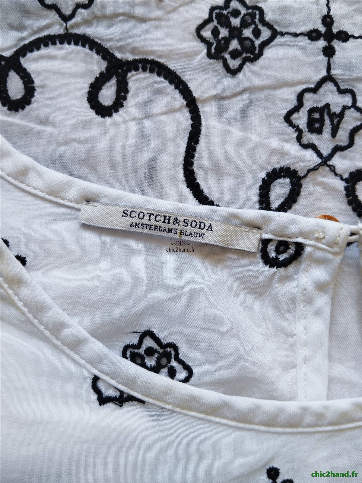 Très jolie top évasé coton avec borderie noir Scotch&Soda blanc S NEUF – Image 11