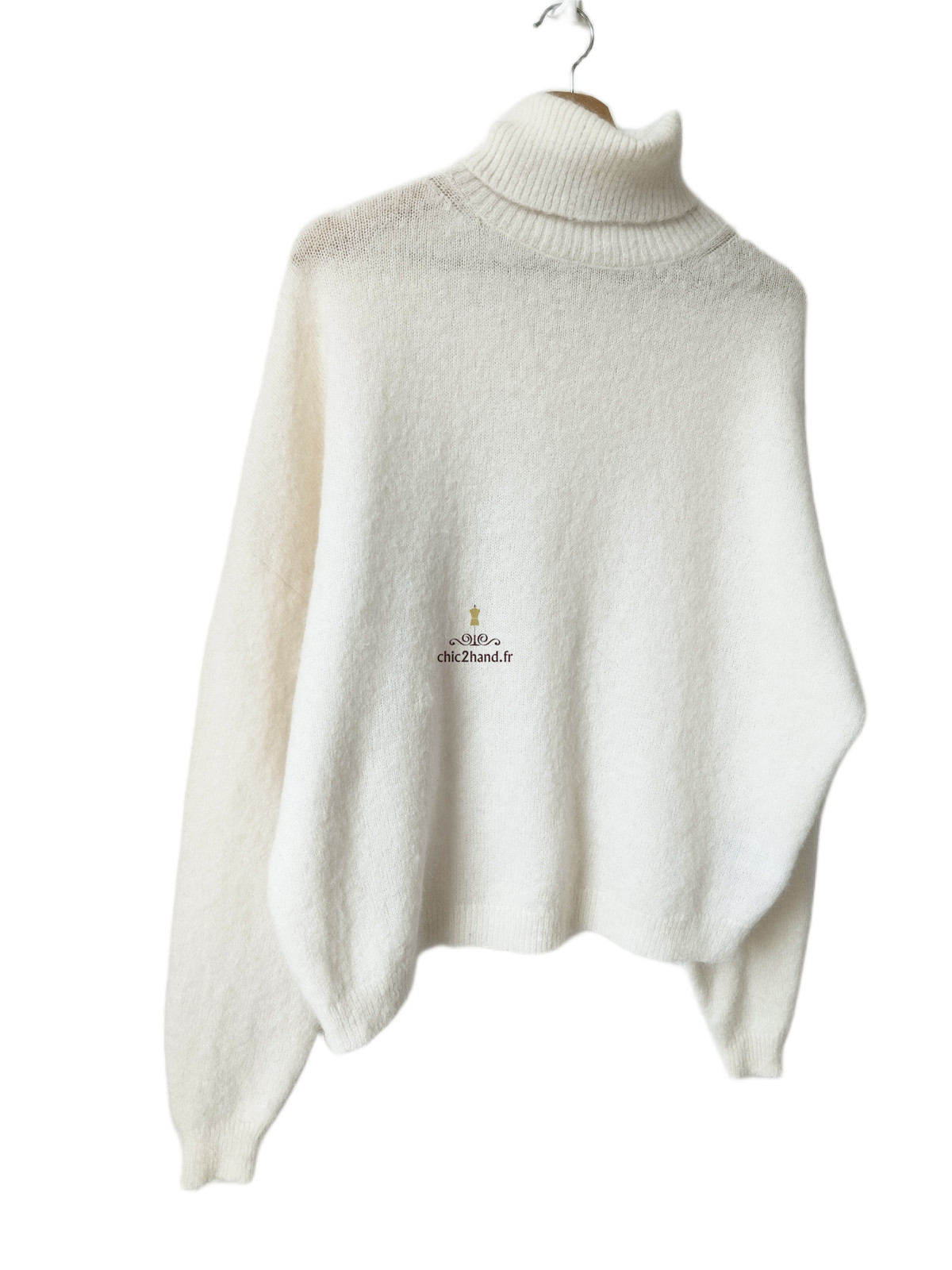 Pull oversize col roulé alpaga American Vintage TU blanc écru taj15O NEUF – Image 2