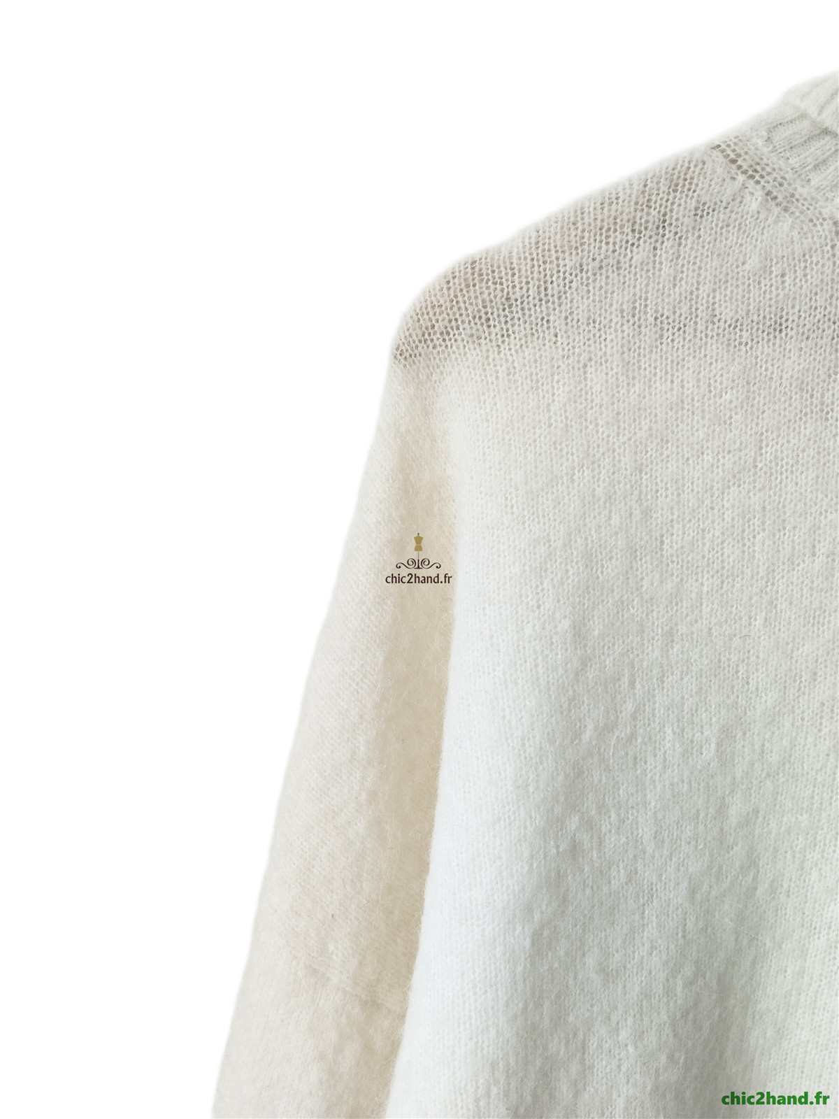 Pull oversize col roulé alpaga American Vintage TU blanc écru taj15O NEUF – Image 3