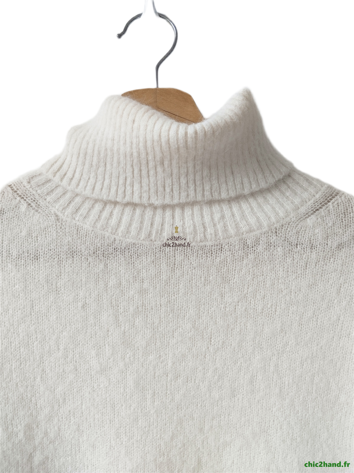 Pull oversize col roulé alpaga American Vintage TU blanc écru taj15O NEUF – Image 4