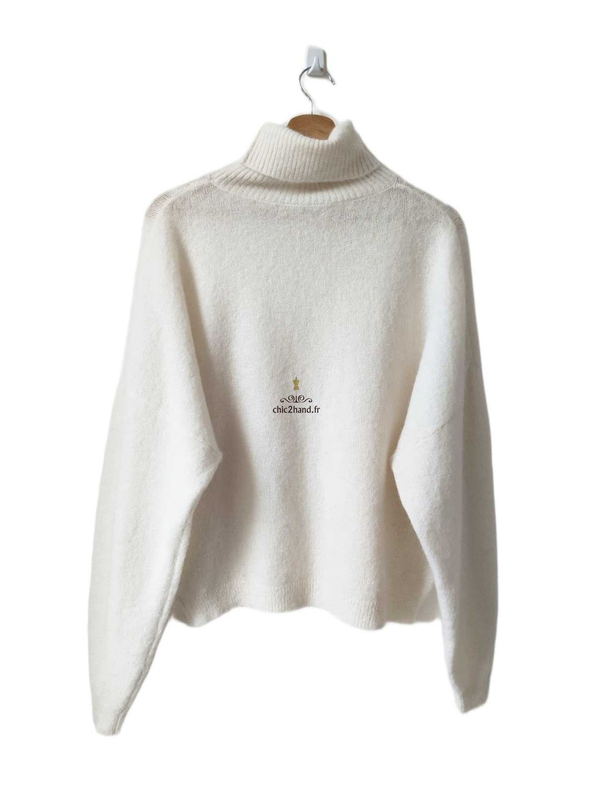 Pull oversize col roulé alpaga American Vintage TU blanc écru taj15O NEUF – Image 6
