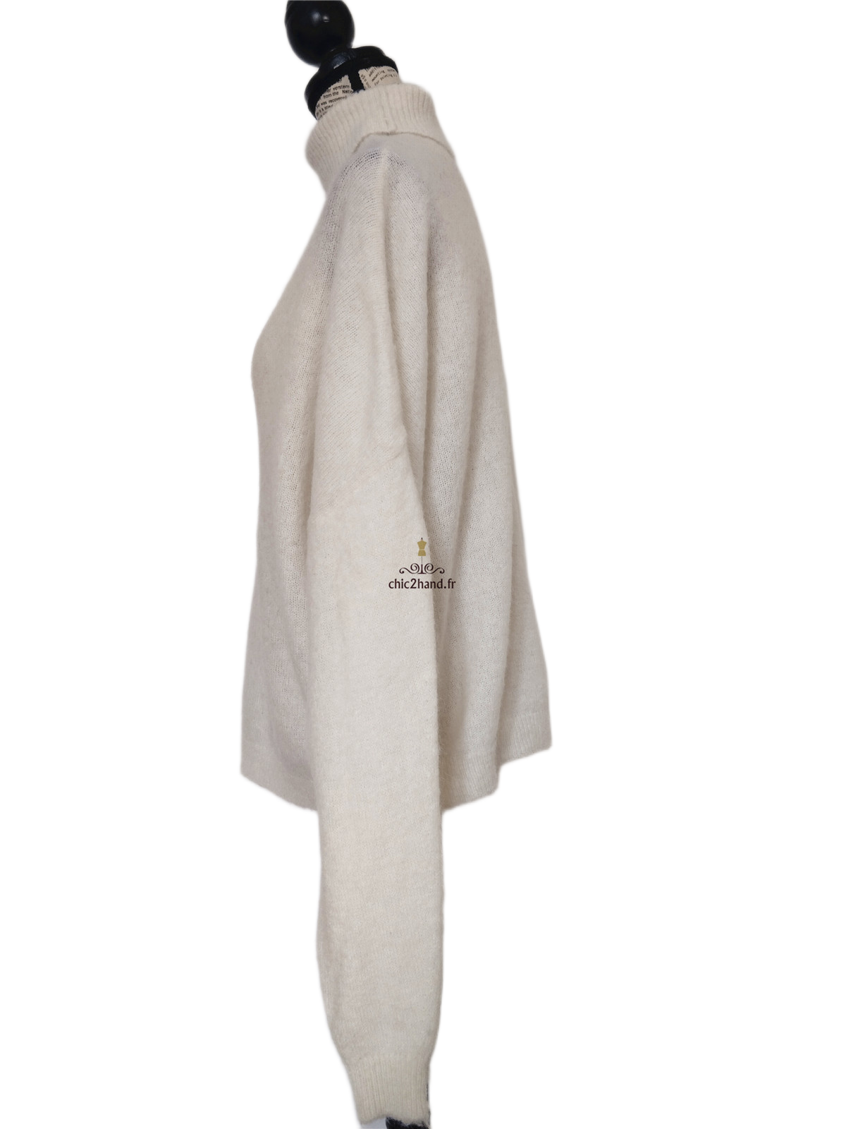 Pull oversize col roulé alpaga American Vintage TU blanc écru taj15O NEUF – Image 8