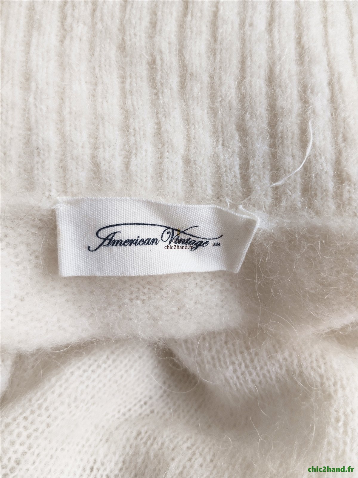 Pull oversize col roulé alpaga American Vintage TU blanc écru taj15O NEUF – Image 11