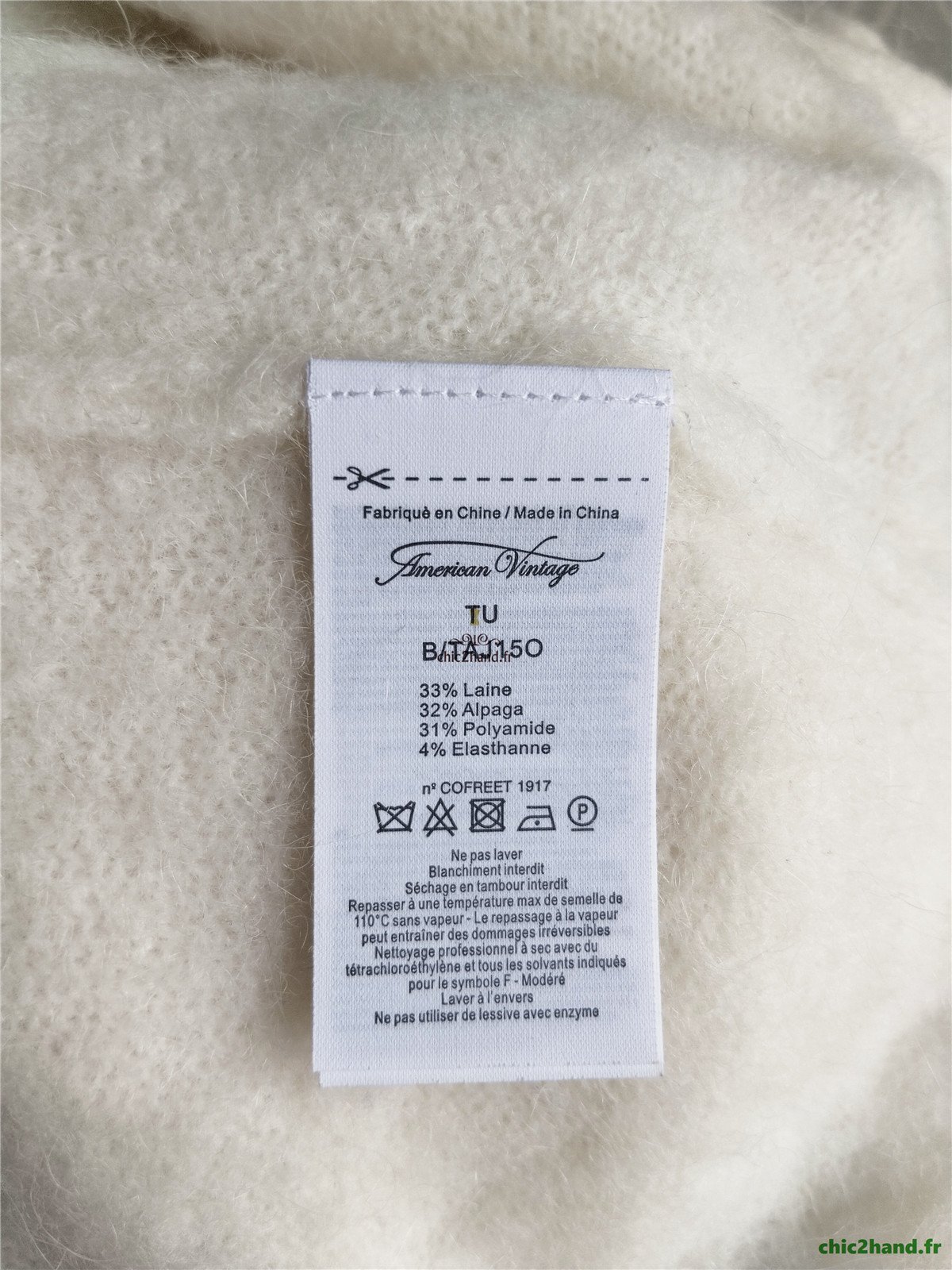 Pull oversize col roulé alpaga American Vintage TU blanc écru taj15O NEUF – Image 10