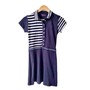 Robe polo coton Tommy Hilfiger XS S NEUF marnière bleu marine blanc