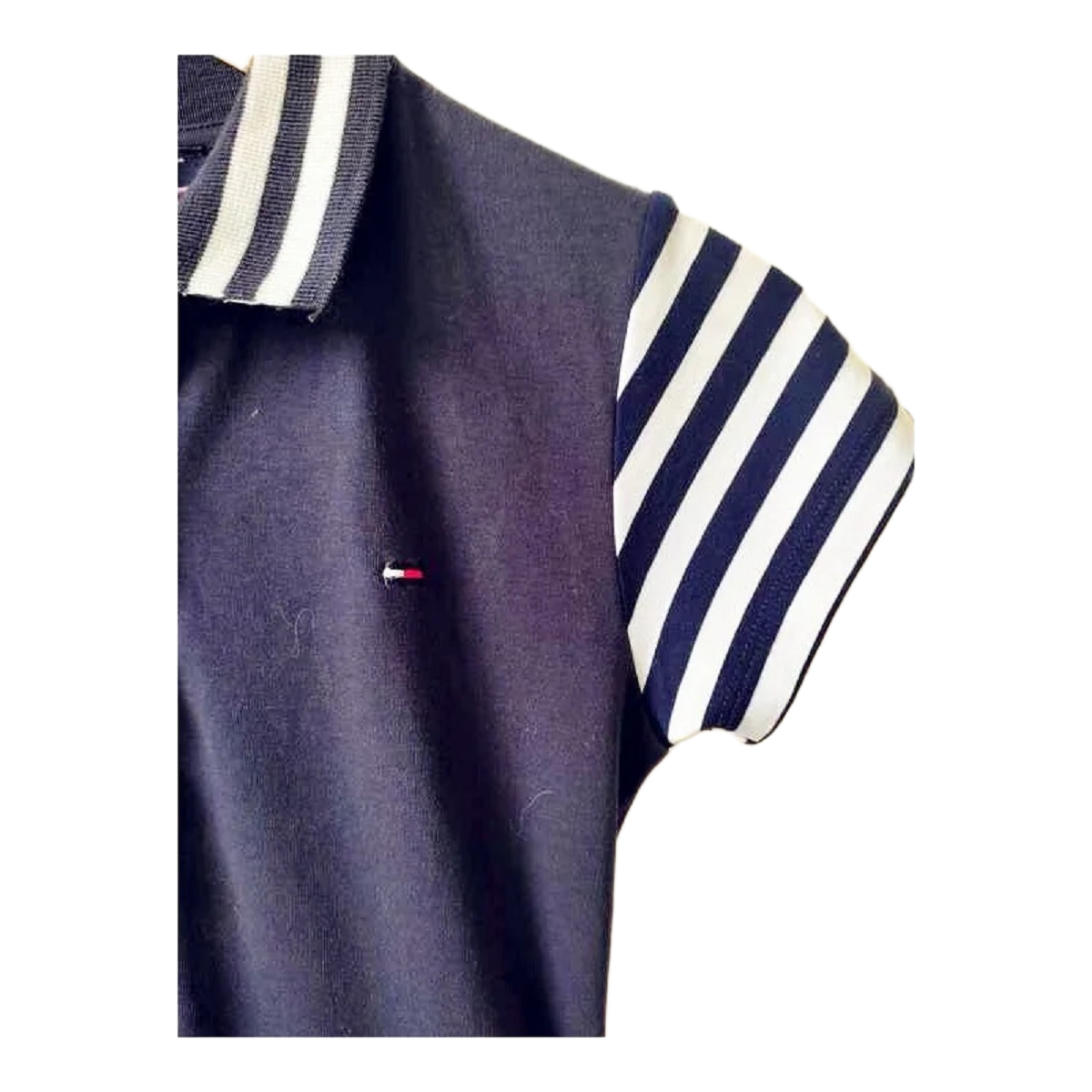 Robe polo coton Tommy Hilfiger XS S NEUF marnière bleu marine blanc – Image 3