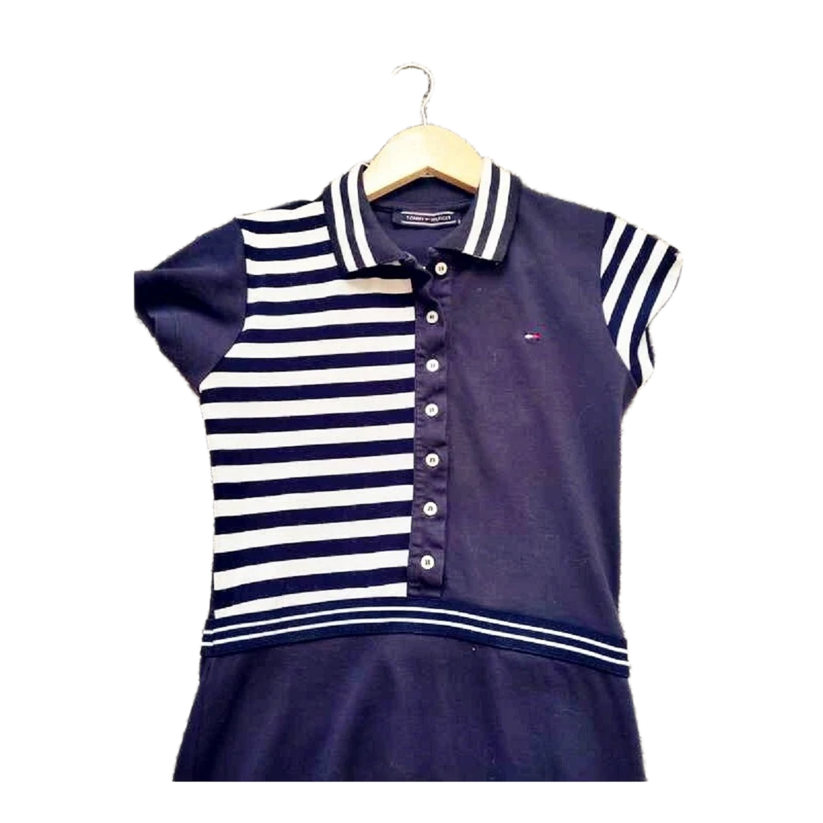Robe polo coton Tommy Hilfiger XS S NEUF marnière bleu marine blanc – Image 5