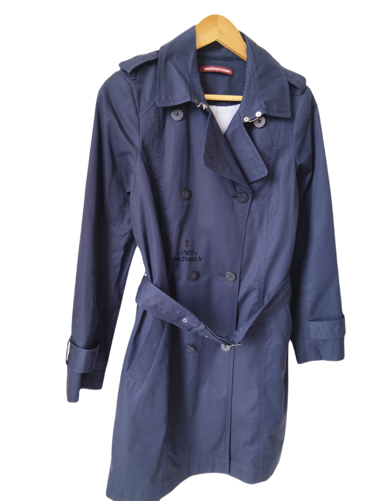 Trench imperméable classique doublure Comptoir des Cotonniers Cadeau bleu marine M neuf – Image 2
