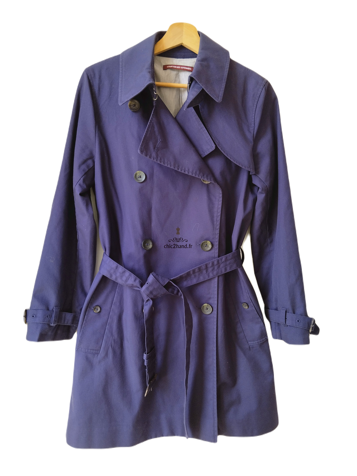 Trench imperméable classique Comptoir des Cotonniers Isore bleu marine M NEUF – Image 2