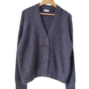 Gilet cardigan 68% laine kid mohair American Vintage Tyj19A XS S gris Neuf