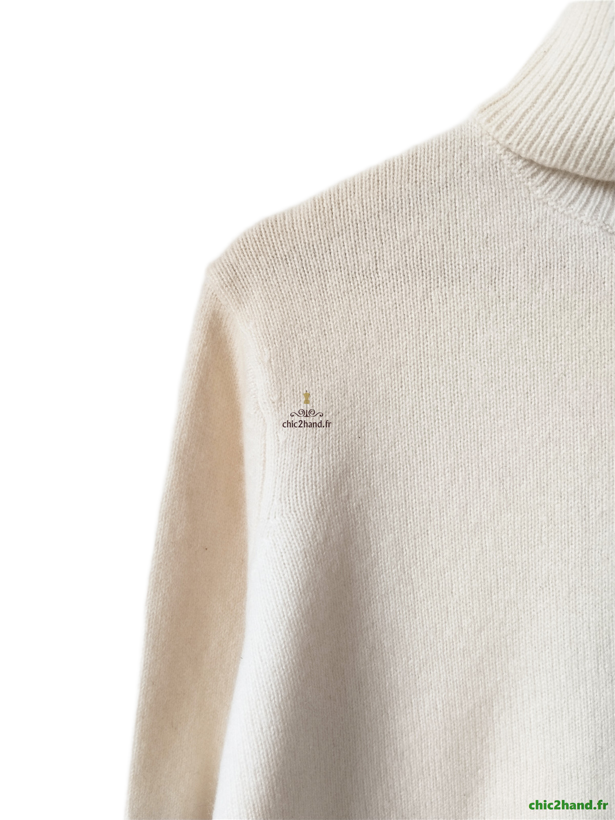 Pull col roulé 100% pur cachemire Uniqlo blanc neuf XS NEUF – Image 3