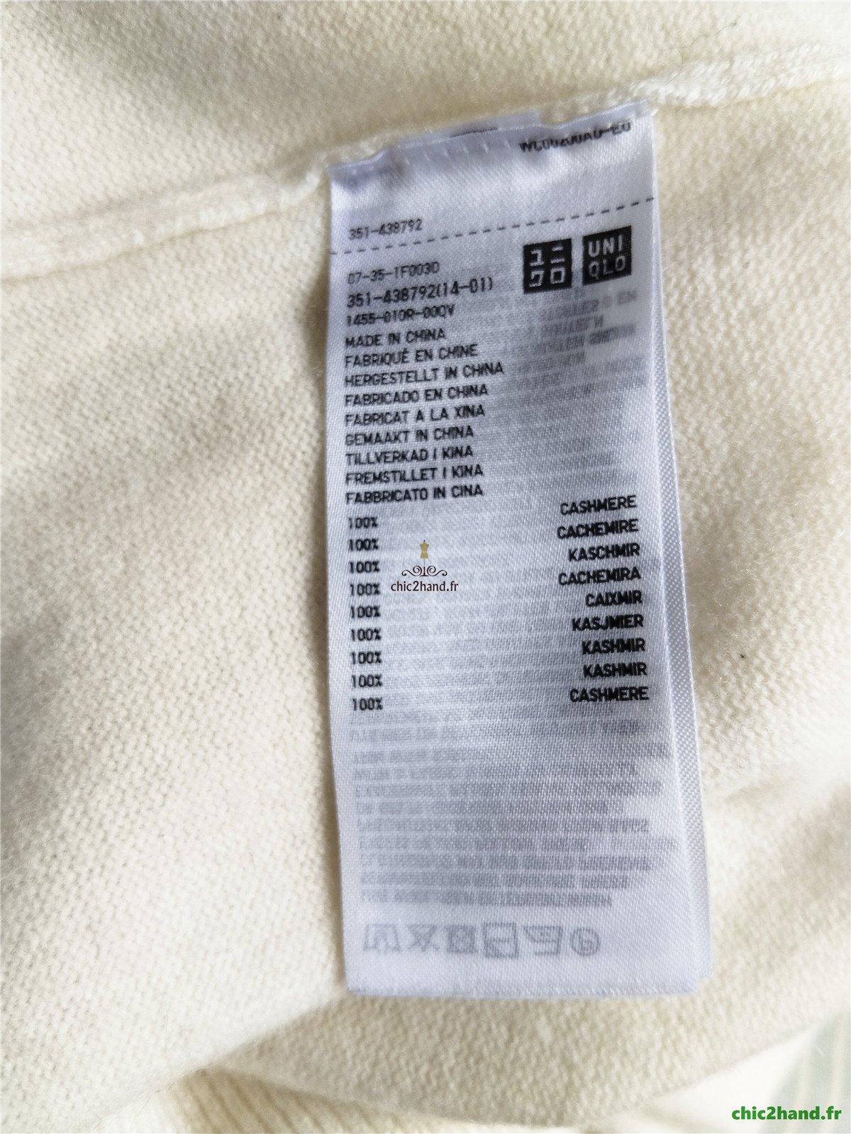 Pull col roulé 100% pur cachemire Uniqlo blanc neuf XS NEUF – Image 10