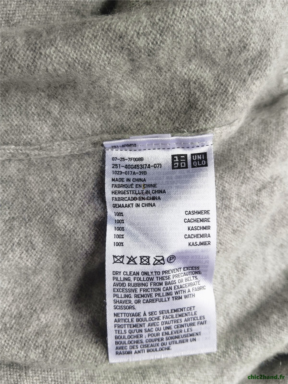 Pull col roulé 100% pur cachemire Uniqlo gris neuf M NEUF – Image 11
