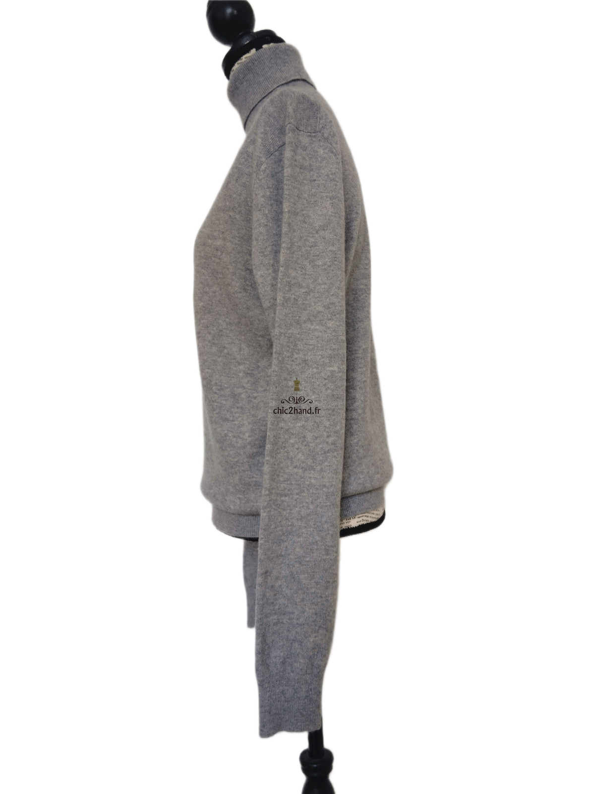 Pull col roulé oversize 100% pur cachemire Uniqlo gris neuf S NEUF – Image 4