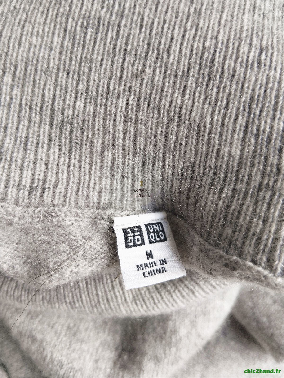 Pull col roulé 100% pur cachemire Uniqlo gris neuf M NEUF – Image 12