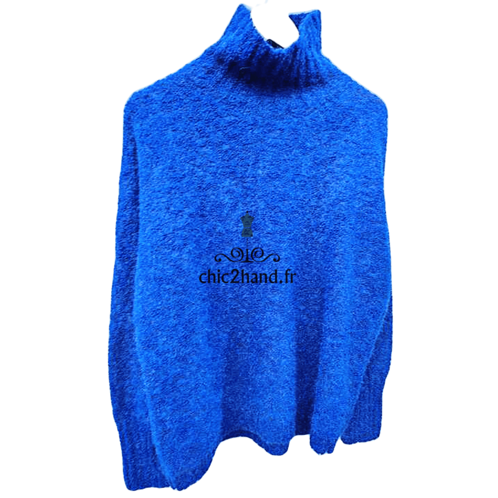 Pull oversize laine doudou American Vintage very18A XS S bleu électrique NEUF – Image 4