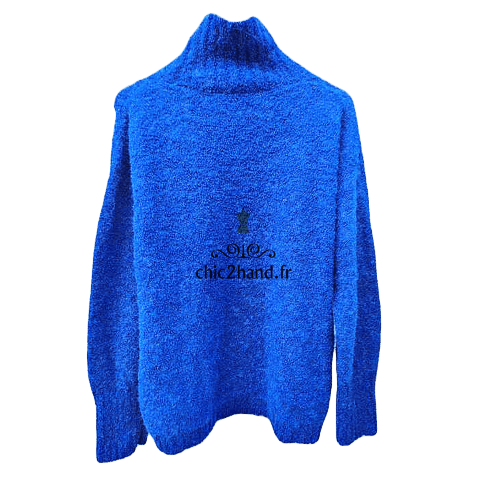 Pull oversize laine doudou American Vintage very18A XS S bleu électrique NEUF – Image 5