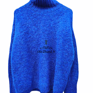 Pull oversize laine doudou American Vintage very18A XS S bleu électrique NEUF
