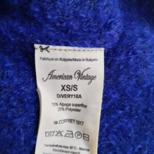 Pull oversize laine doudou American Vintage very18A XS S bleu électrique NEUF