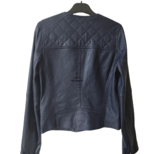 Veste blouson 100% cuir véritable Comptoir des Cotonniers 9sossolino S bleu foncé NEUF