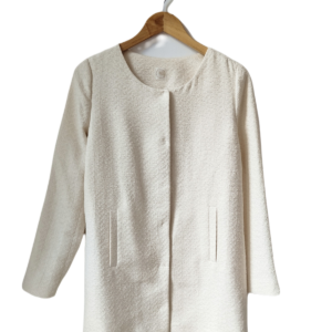 Manteau veste coton soie avec doublure blanc argenté bleu Des petits hauts Nolita T1 NEUF