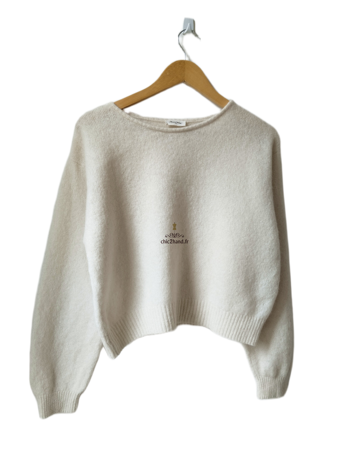 Pull oversize laine alpaga American Vintage vito18bm VITOW blanc crème XS S NEUF