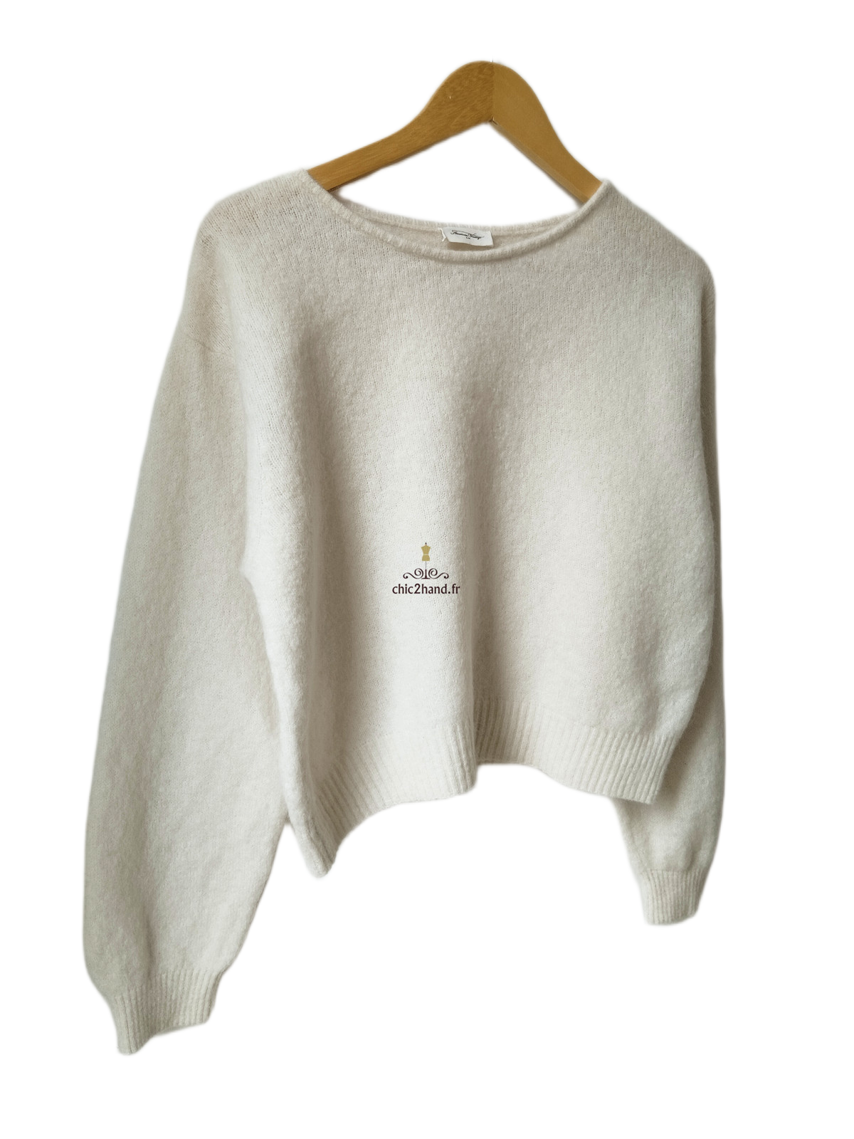 Pull oversize laine alpaga American Vintage vito18bm VITOW blanc crème XS S NEUF – Image 7
