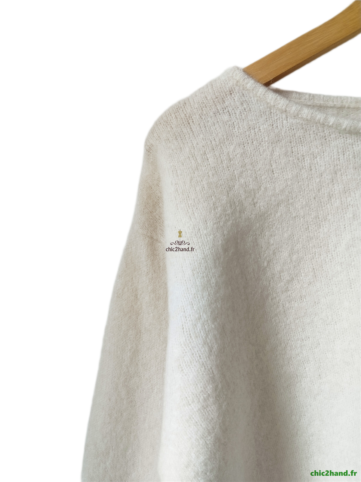 Pull oversize laine alpaga American Vintage vito18bm VITOW blanc crème XS S NEUF – Image 8