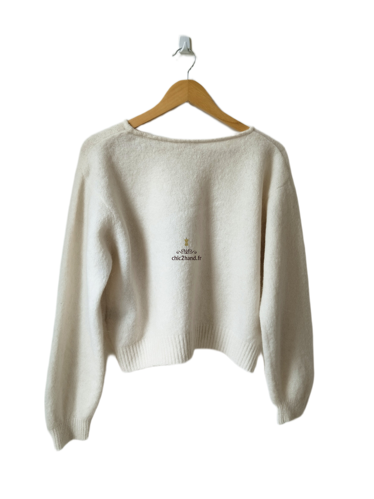 Pull oversize laine alpaga American Vintage vito18bm VITOW blanc crème XS S NEUF – Image 2