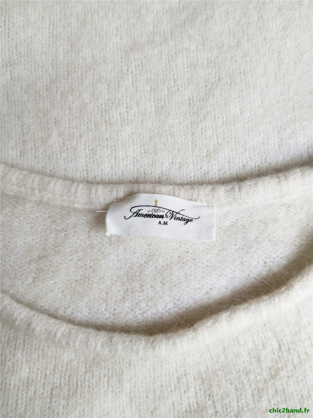Pull oversize laine alpaga American Vintage vito18bm VITOW blanc crème XS S NEUF – Image 11