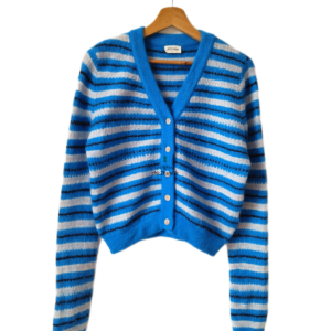 Gilet laine alpaga American Vintage vito19ci VITOW bleu blanc M NEUF