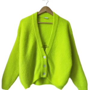Gilet oversize laine alpaga American Vintage vito19A VITOW vert fluo XS S NEUF