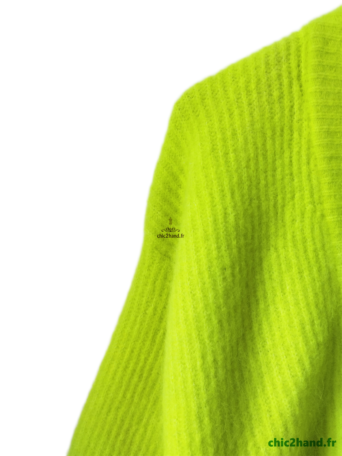Gilet oversize laine alpaga American Vintage vito19A VITOW vert fluo XS S NEUF – Image 5