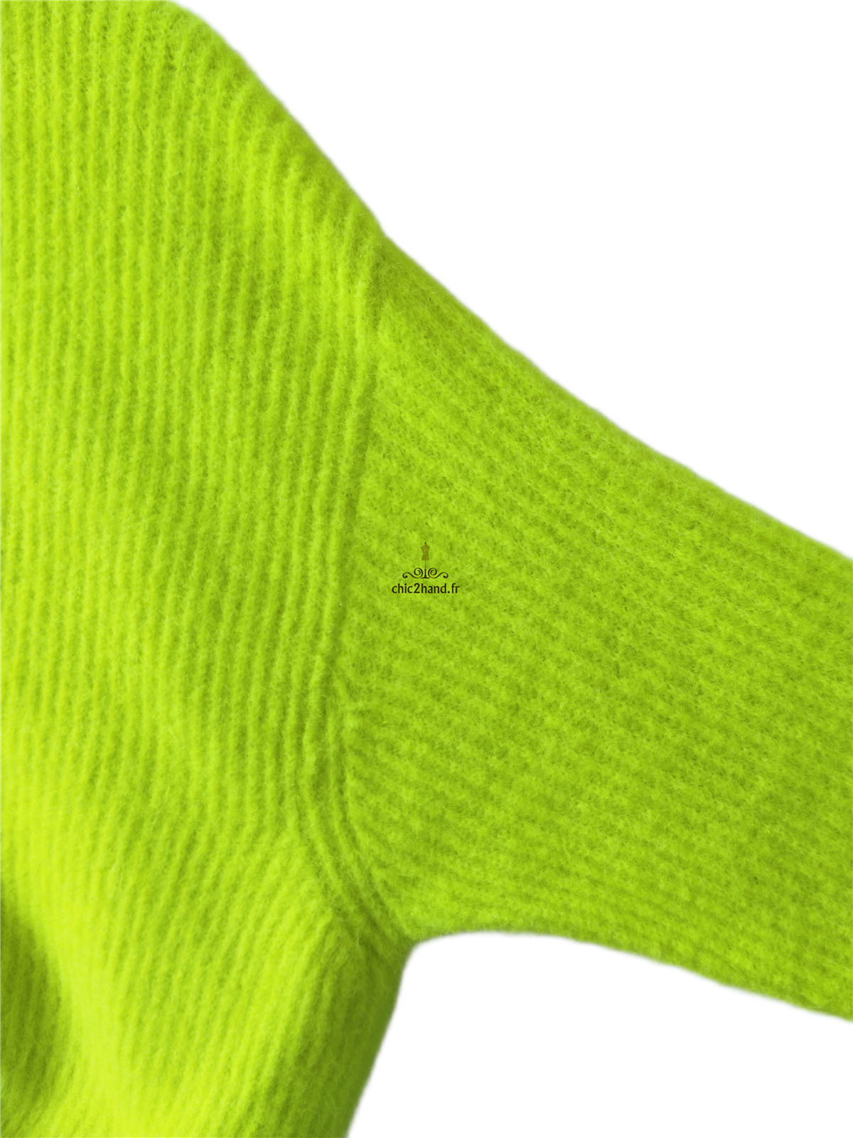 Gilet oversize laine alpaga American Vintage vito19A VITOW vert fluo XS S NEUF – Image 6