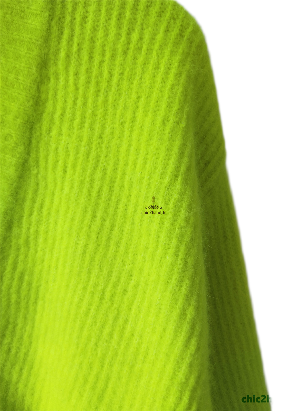 Gilet oversize laine alpaga American Vintage vito19A VITOW vert fluo XS S NEUF – Image 7