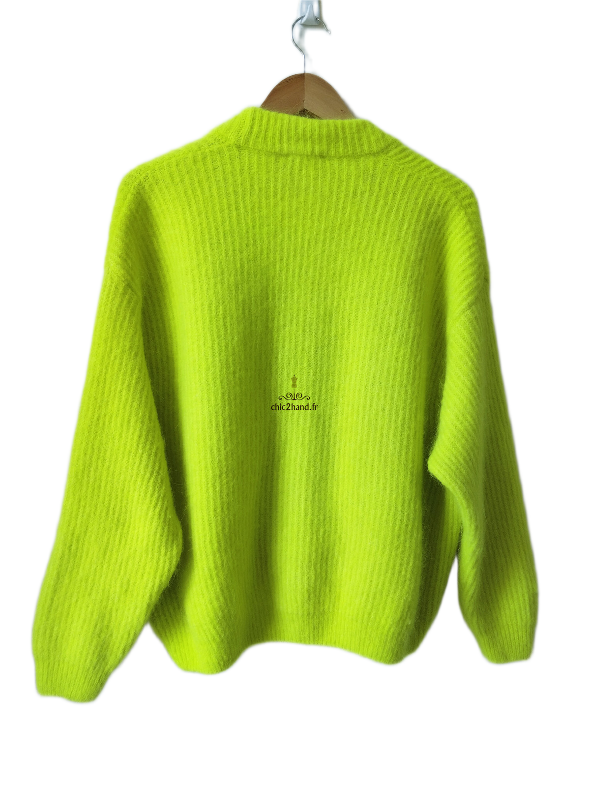 Gilet oversize laine alpaga American Vintage vito19A VITOW vert fluo XS S NEUF – Image 8