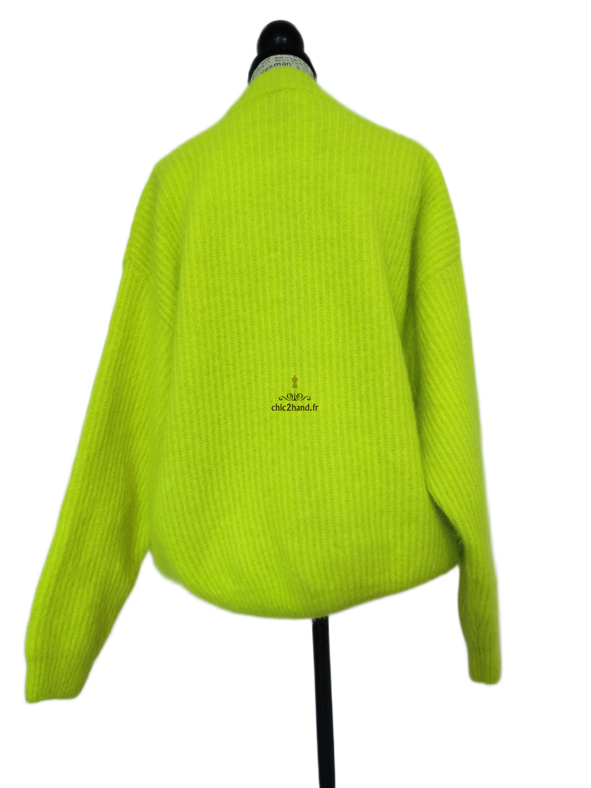Gilet oversize laine alpaga American Vintage vito19A VITOW vert fluo XS S NEUF – Image 9
