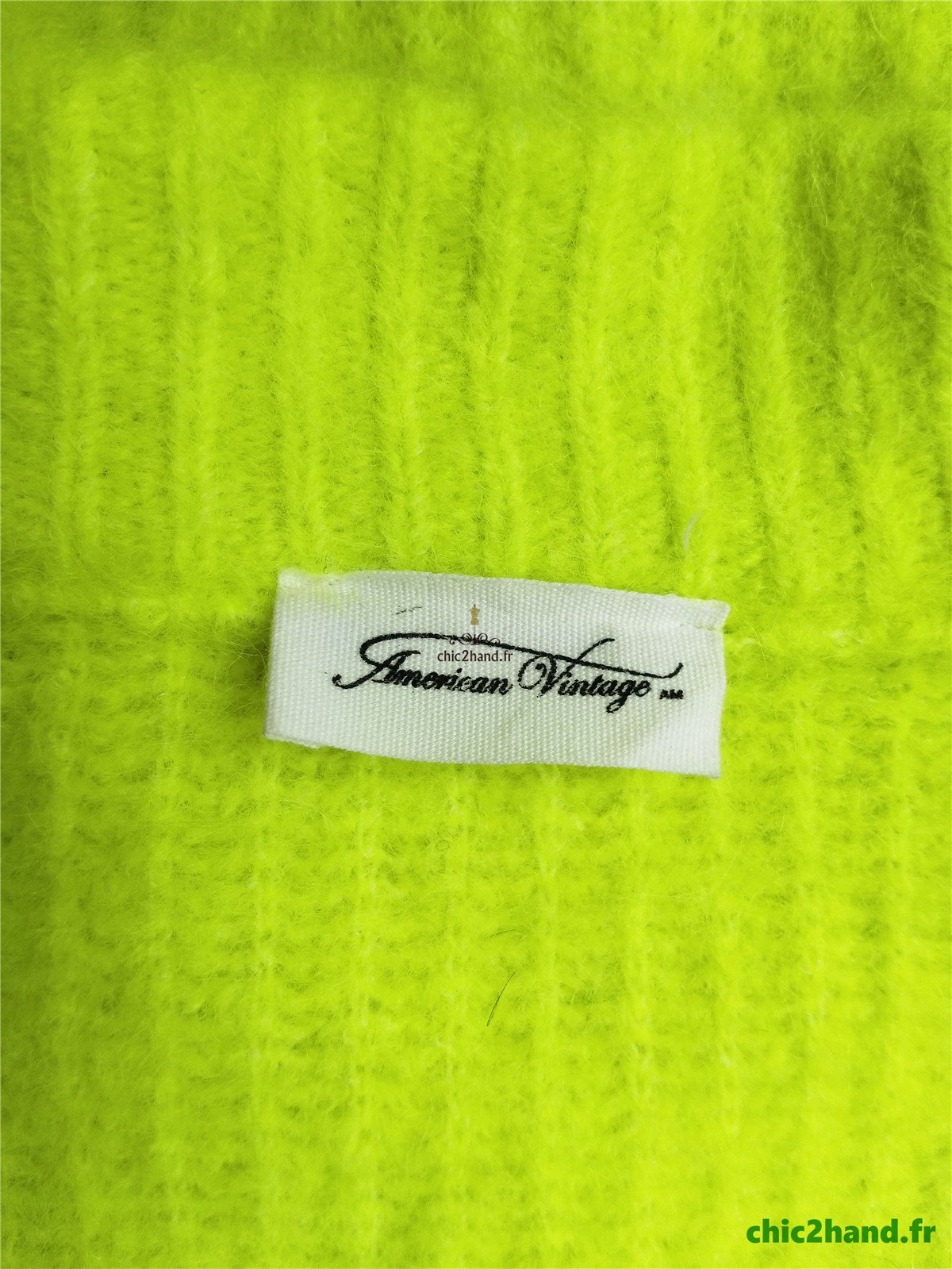Gilet oversize laine alpaga American Vintage vito19A VITOW vert fluo XS S NEUF – Image 12