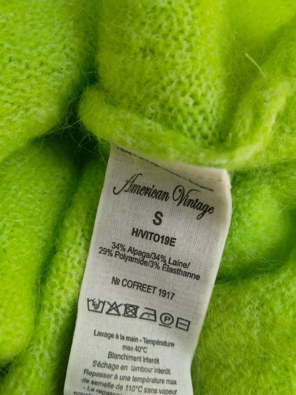Gilet oversize laine alpaga American Vintage vito19e VITOW vert fluo S Neuf – Image 11