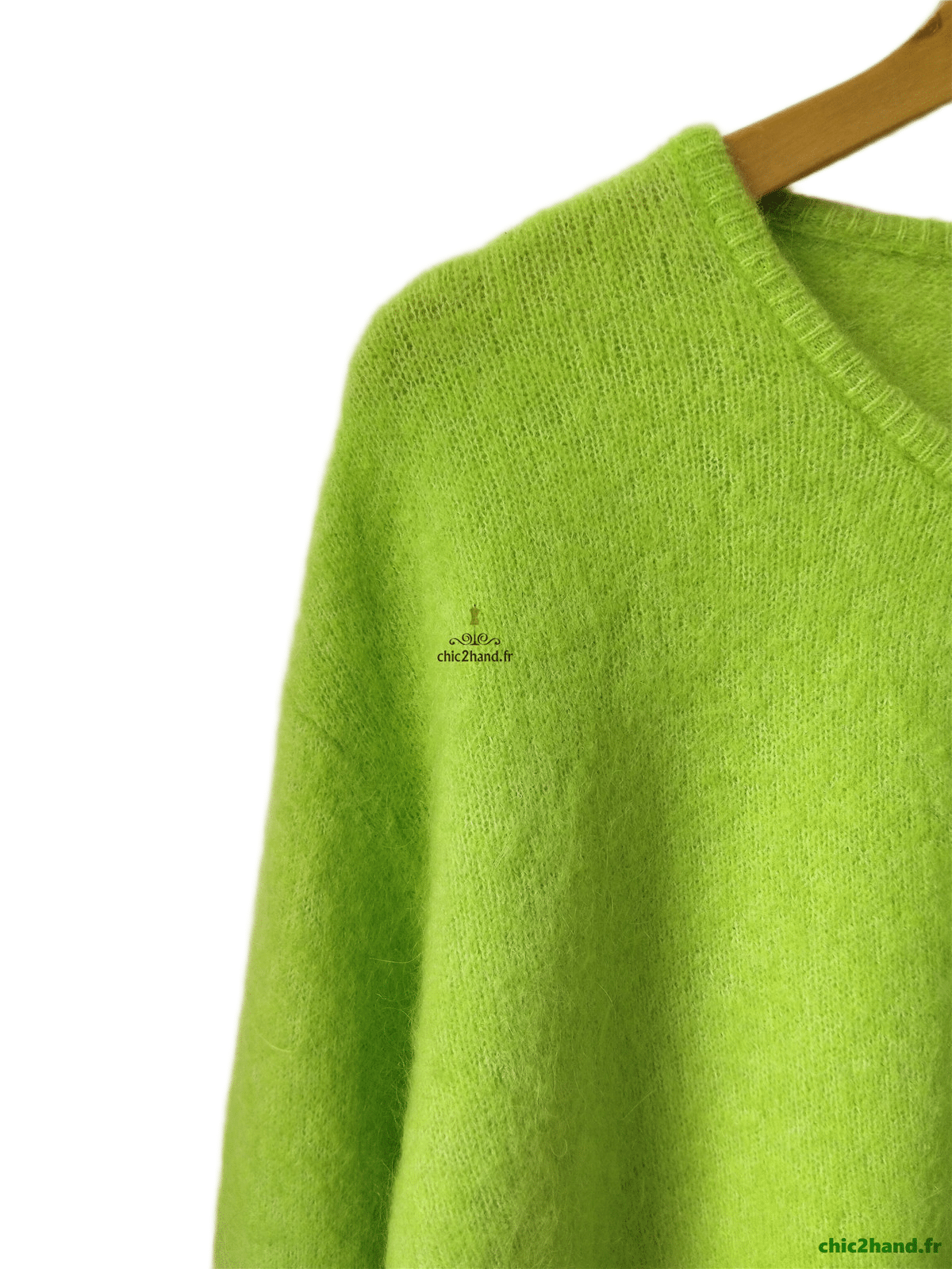 Gilet oversize laine alpaga American Vintage vito19e VITOW vert fluo S Neuf – Image 3
