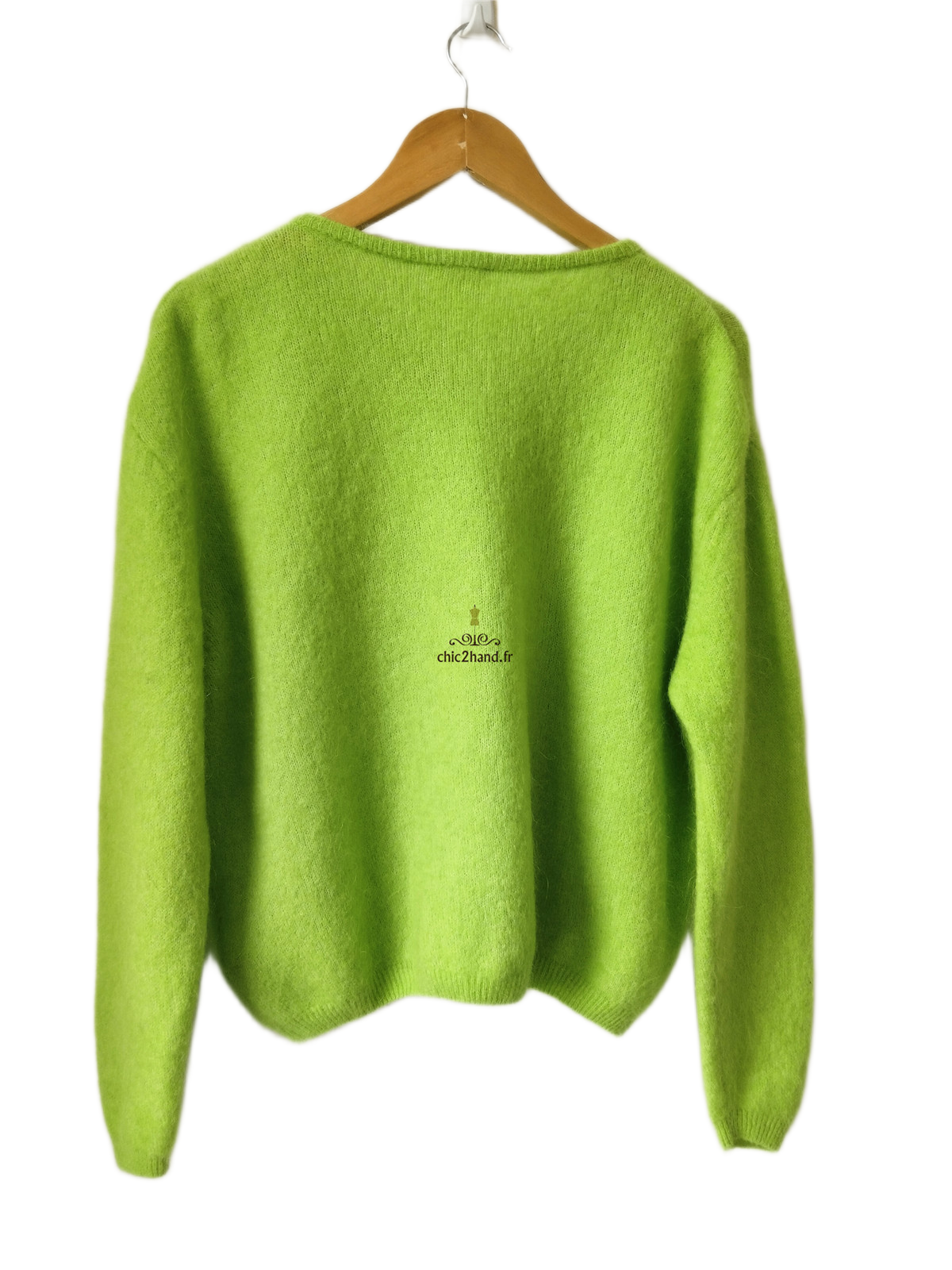 Gilet oversize laine alpaga American Vintage vito19e VITOW vert fluo S Neuf – Image 6