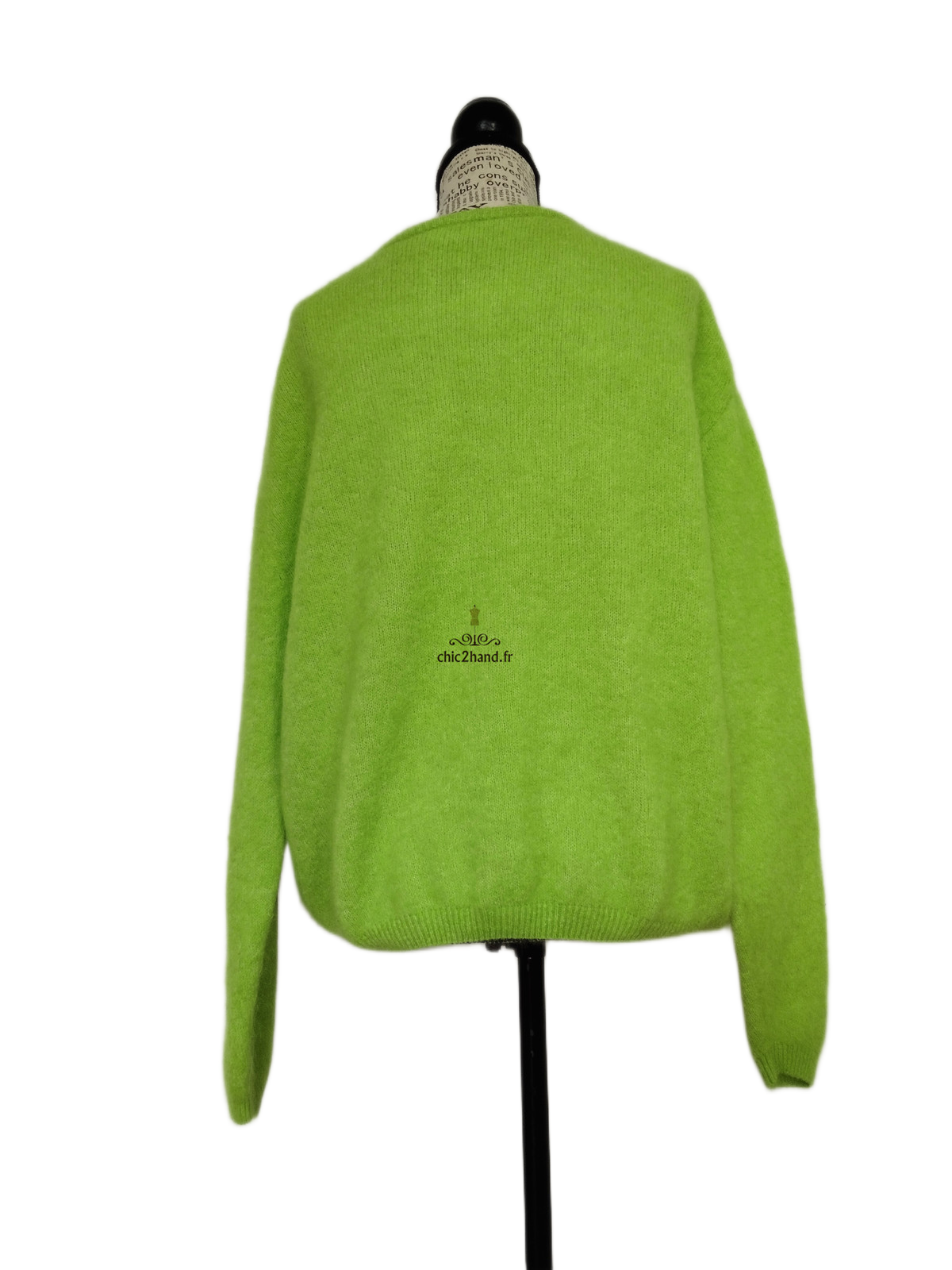 Gilet oversize laine alpaga American Vintage vito19e VITOW vert fluo S Neuf – Image 7