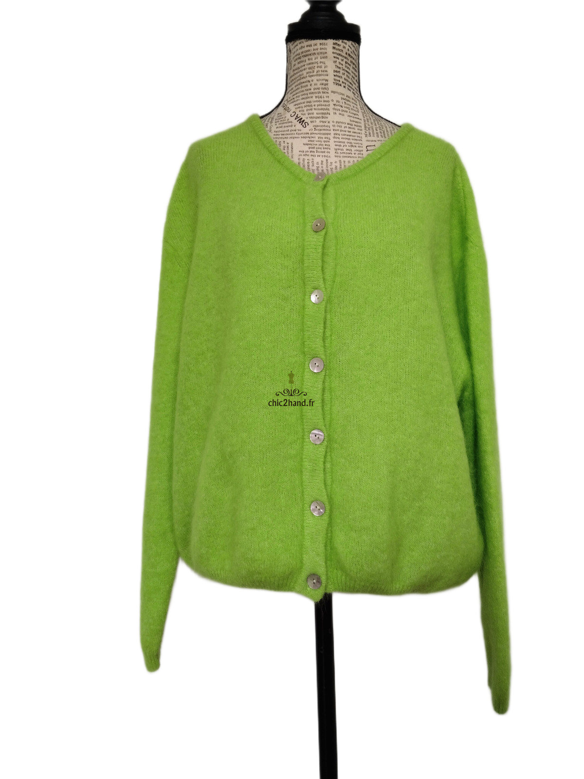 Gilet oversize laine alpaga American Vintage vito19e VITOW vert fluo S Neuf – Image 9