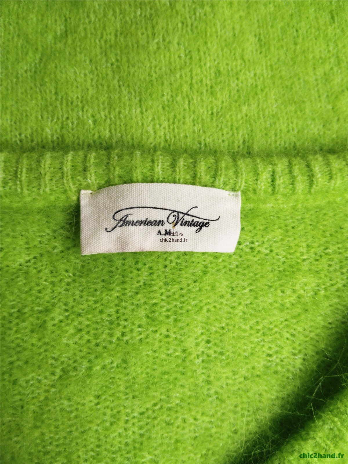 Gilet oversize laine alpaga American Vintage vito19e VITOW vert fluo S Neuf – Image 10