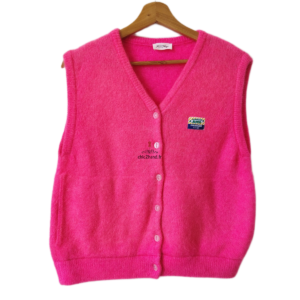 Gilet oversize laine alpaga American Vintage vito19g VITOW rose fluo S NEUF