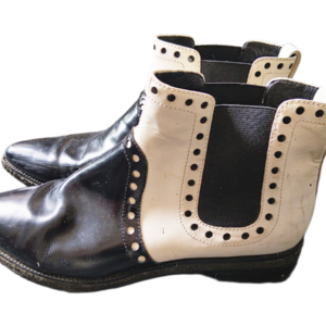 Vends Bottine en cuir véritable what for blanc noir TBE