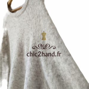 Pull oversize chauve souris laine American Vintage woxilen wox247 XS S gris chiné Neuf