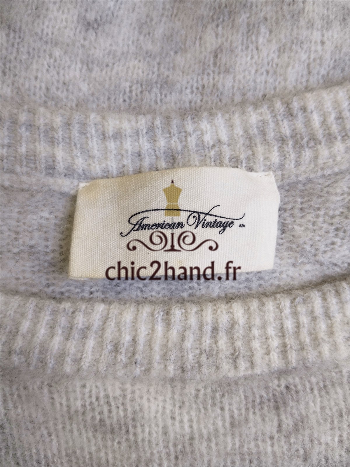Pull oversize chauve souris laine American Vintage woxilen wox247 XS S gris chiné Neuf – Image 7