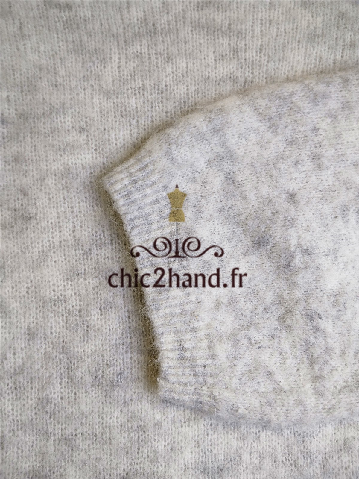 Pull oversize chauve souris laine American Vintage woxilen wox247 XS S gris chiné Neuf – Image 6